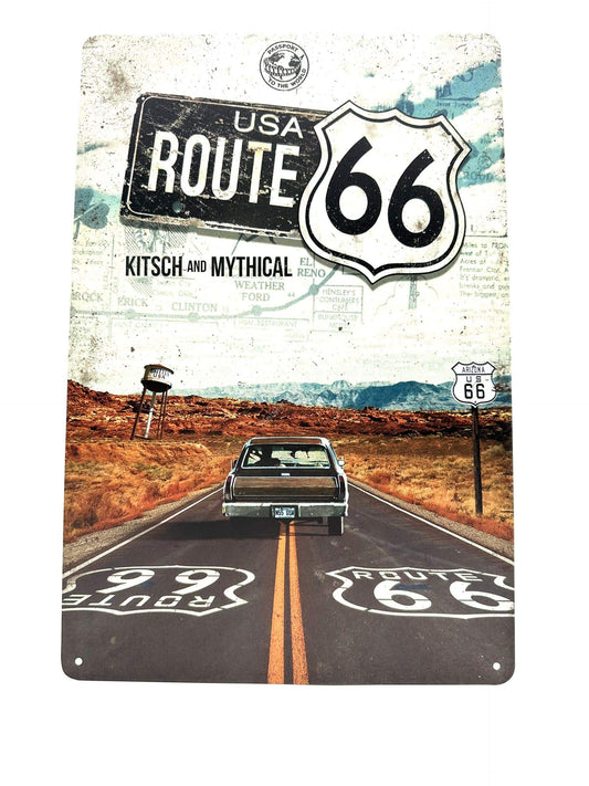 Metalen Wandbord - Route 66