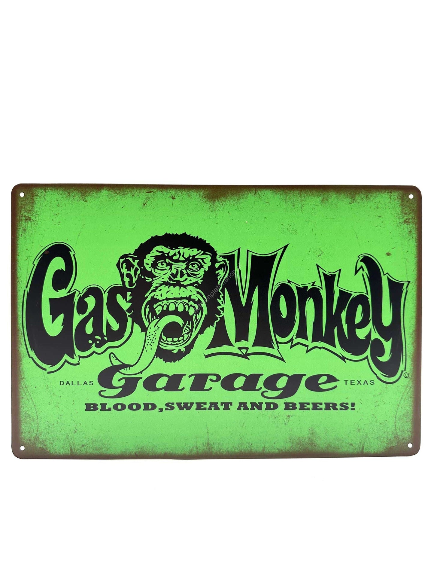 Metal Wall Sign - Gas Monkeys - Green