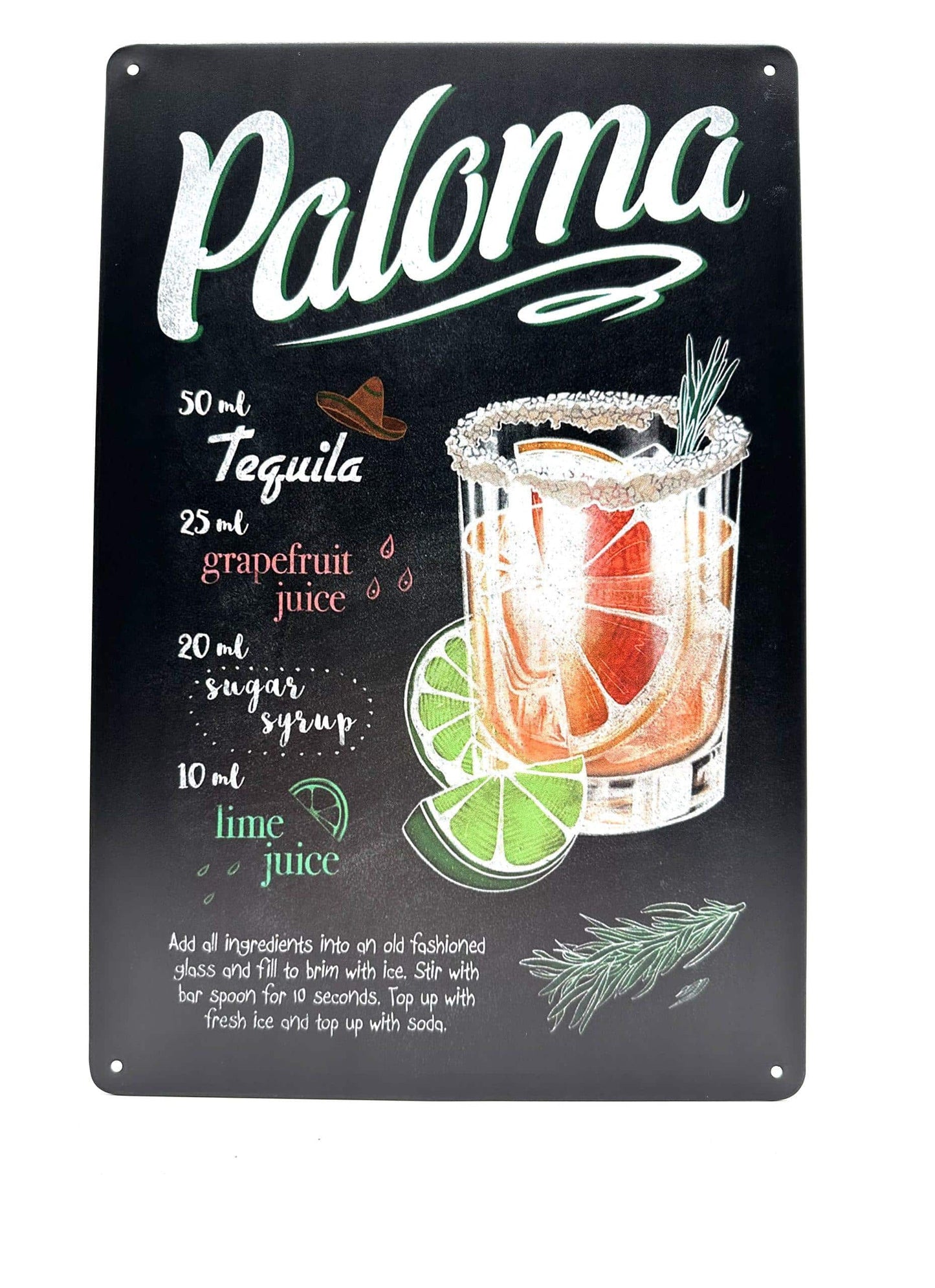 Metal Wall Sign - Chalkboard - Cocktail - Paloma