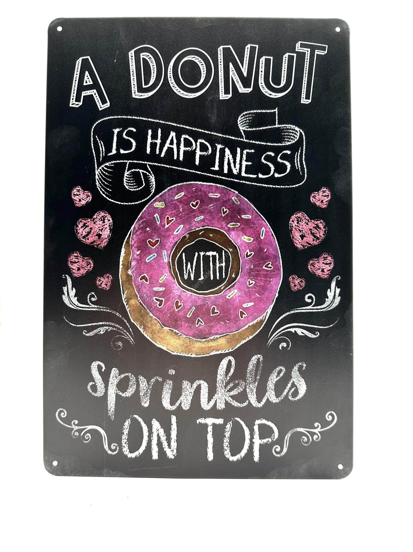 Wandschild aus Metall – Tafel – A Donut Is Happiness