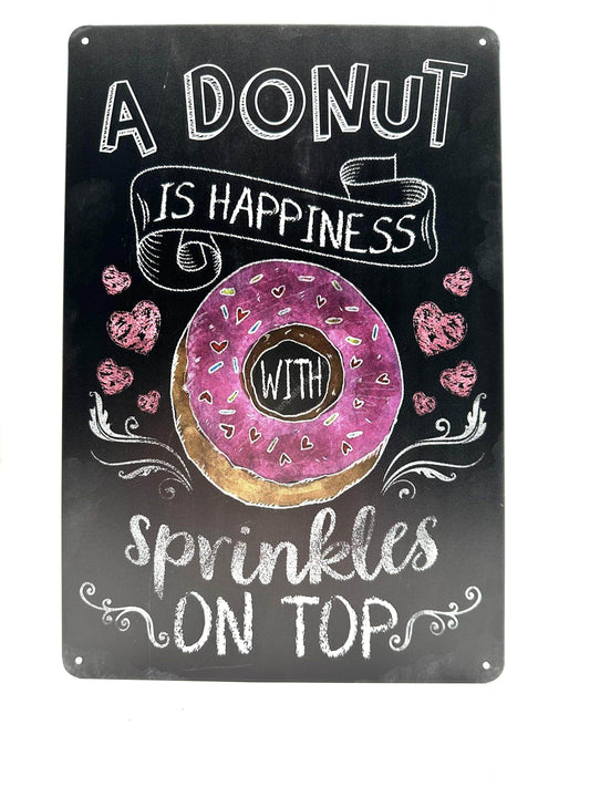 Metal Wall Sign - Chalkboard - A Donut Is Happiness