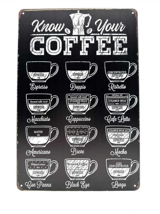 Metalen Wandbord - Coffee - Know Your Coffee