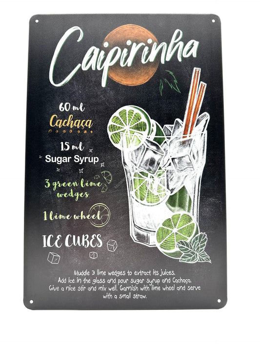 Metalen Wandbord - Krijtbord - Cocktail - Caipirinha