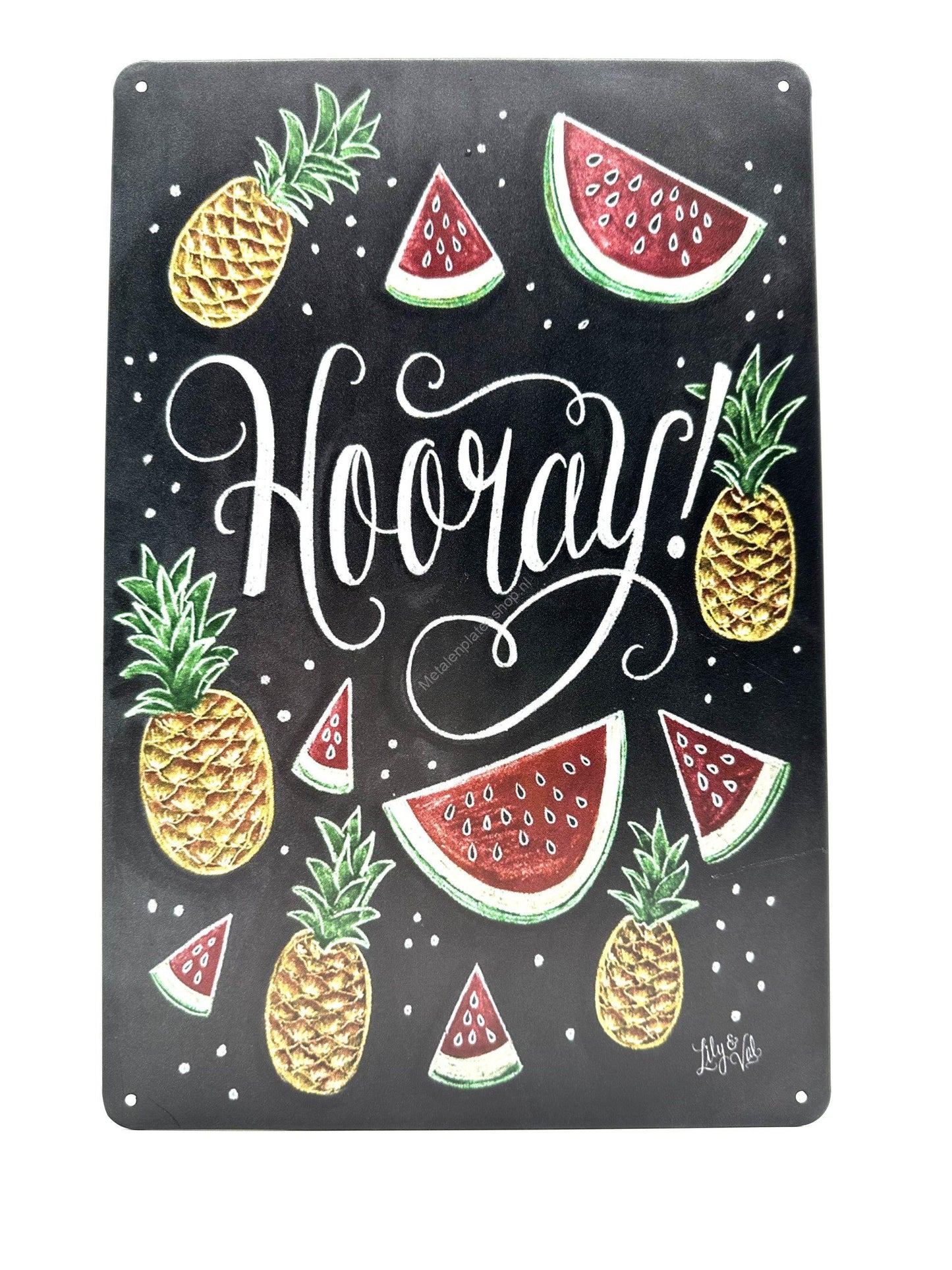 Metal Wall Sign - Chalkboard - Fruit - Hooray