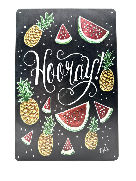 Metalen Wandbord - Krijtbord - Fruit - Hooray