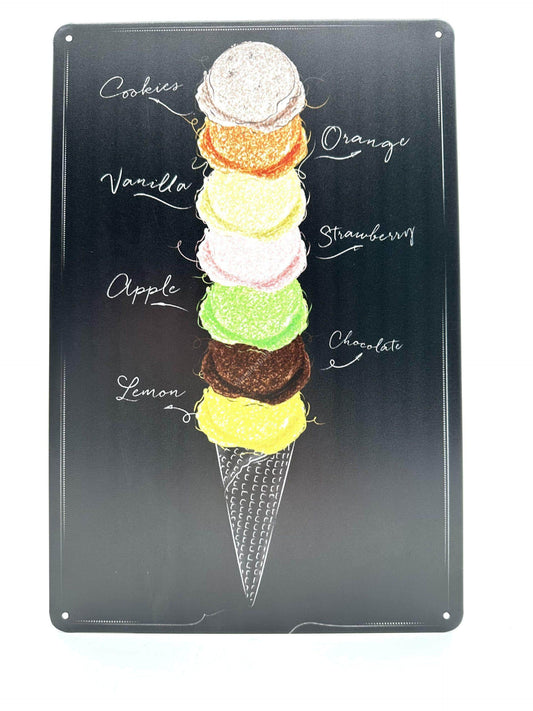 Metal Wall Sign - Chalkboard - Ice Cream