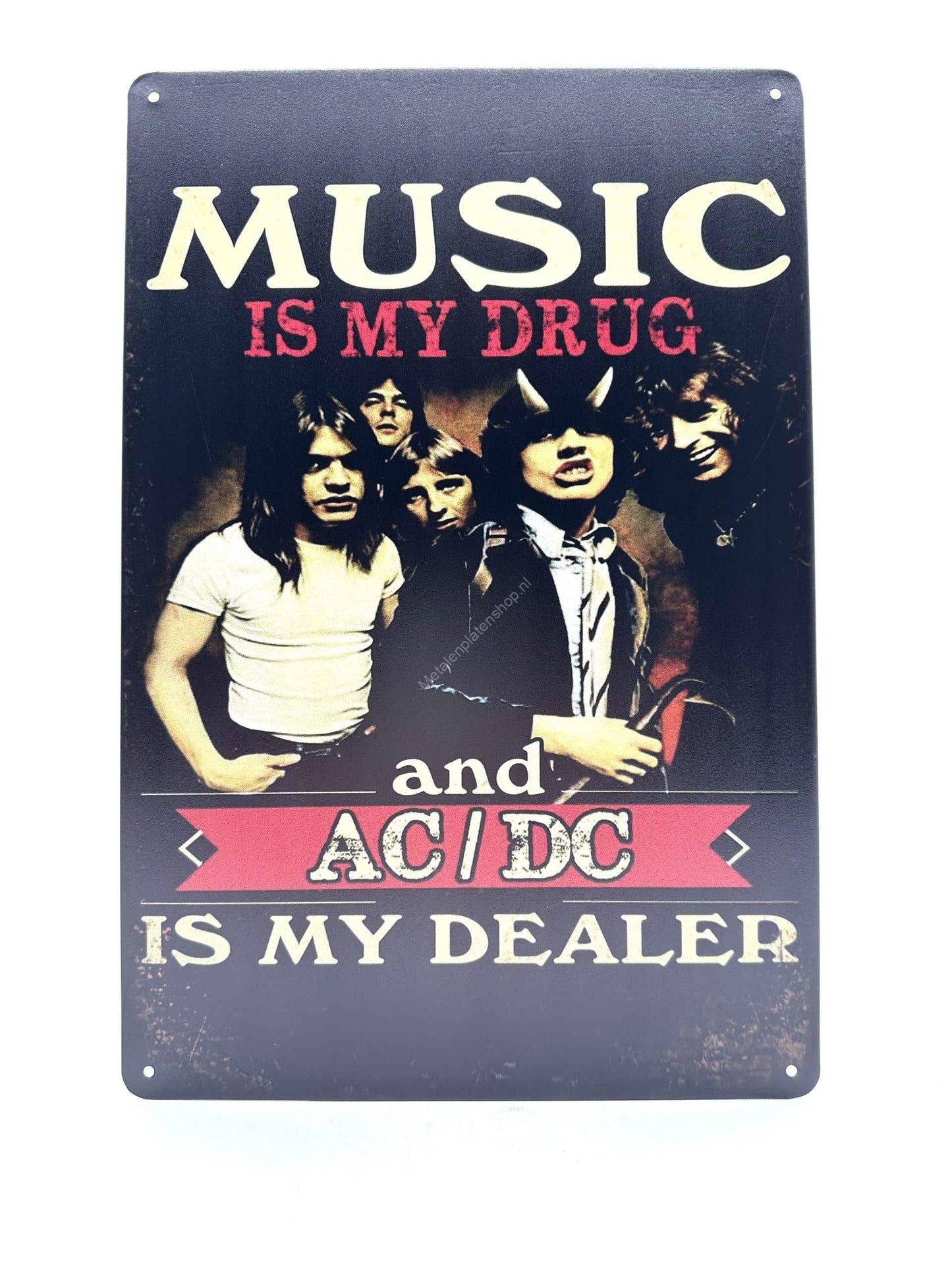 Metalen Wandbord - AC/DC - Music is my drug