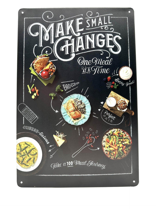 Metalen Wandbord - Krijtbord - Make Small Changes One Meal at a Time