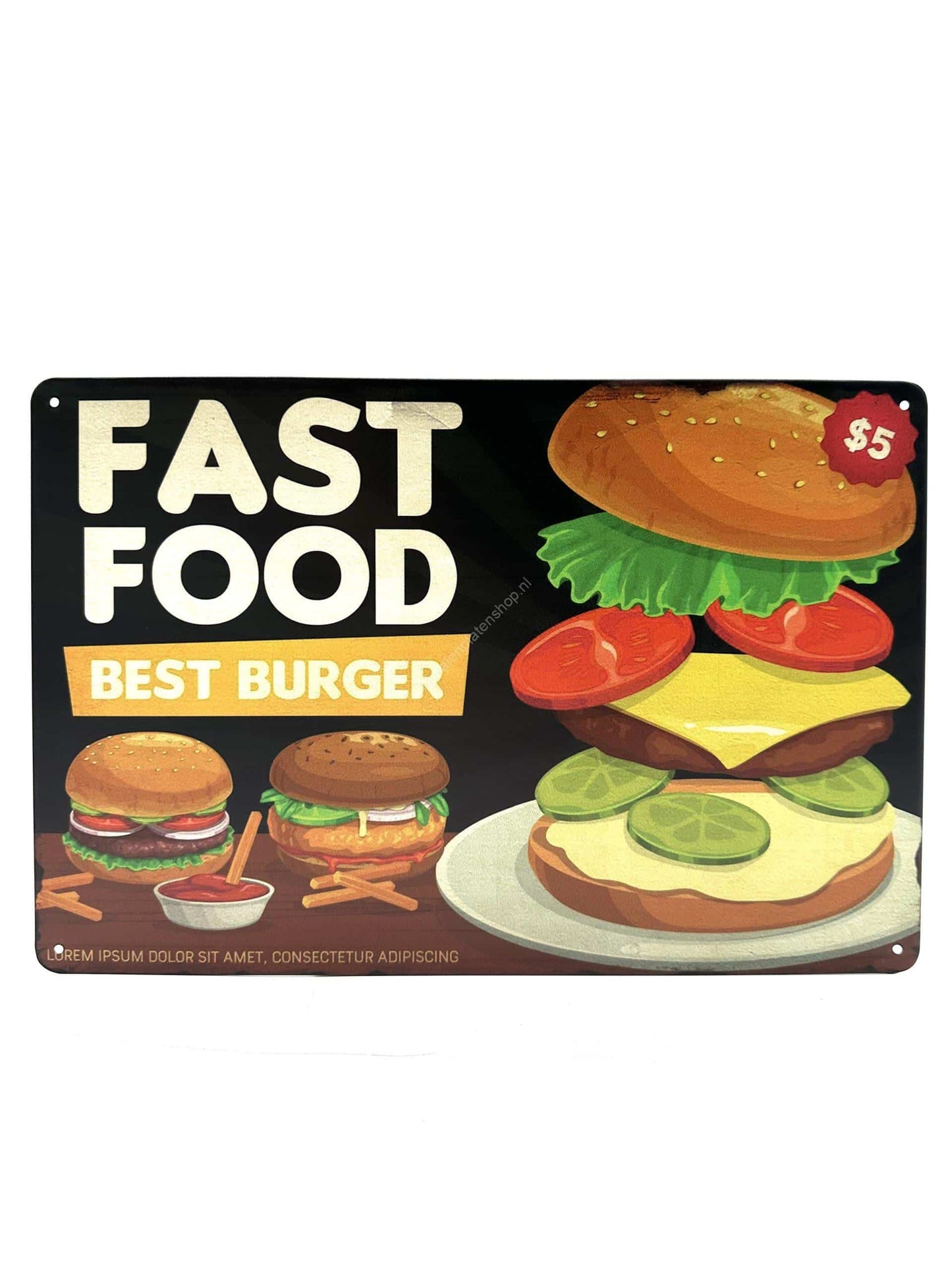 Metal Wall Sign - FAST FOOD - Best Burger