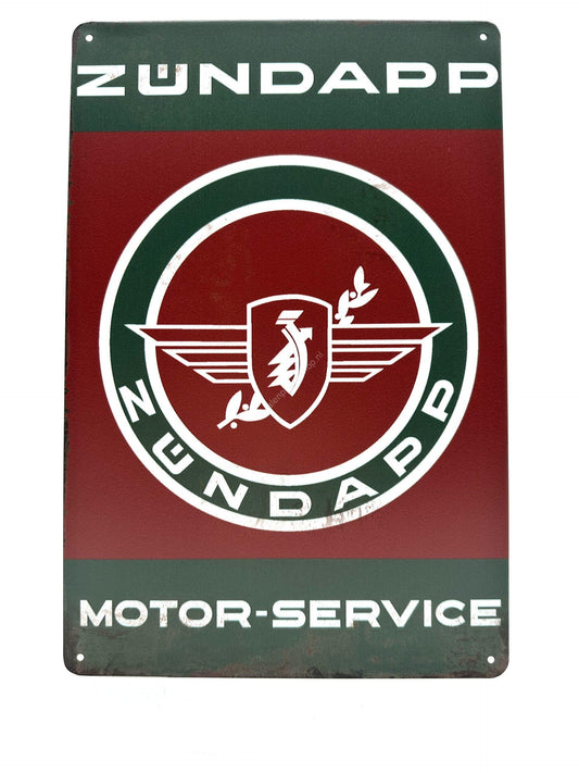 Metalen Wandbord - Zundapp - Motor-Service