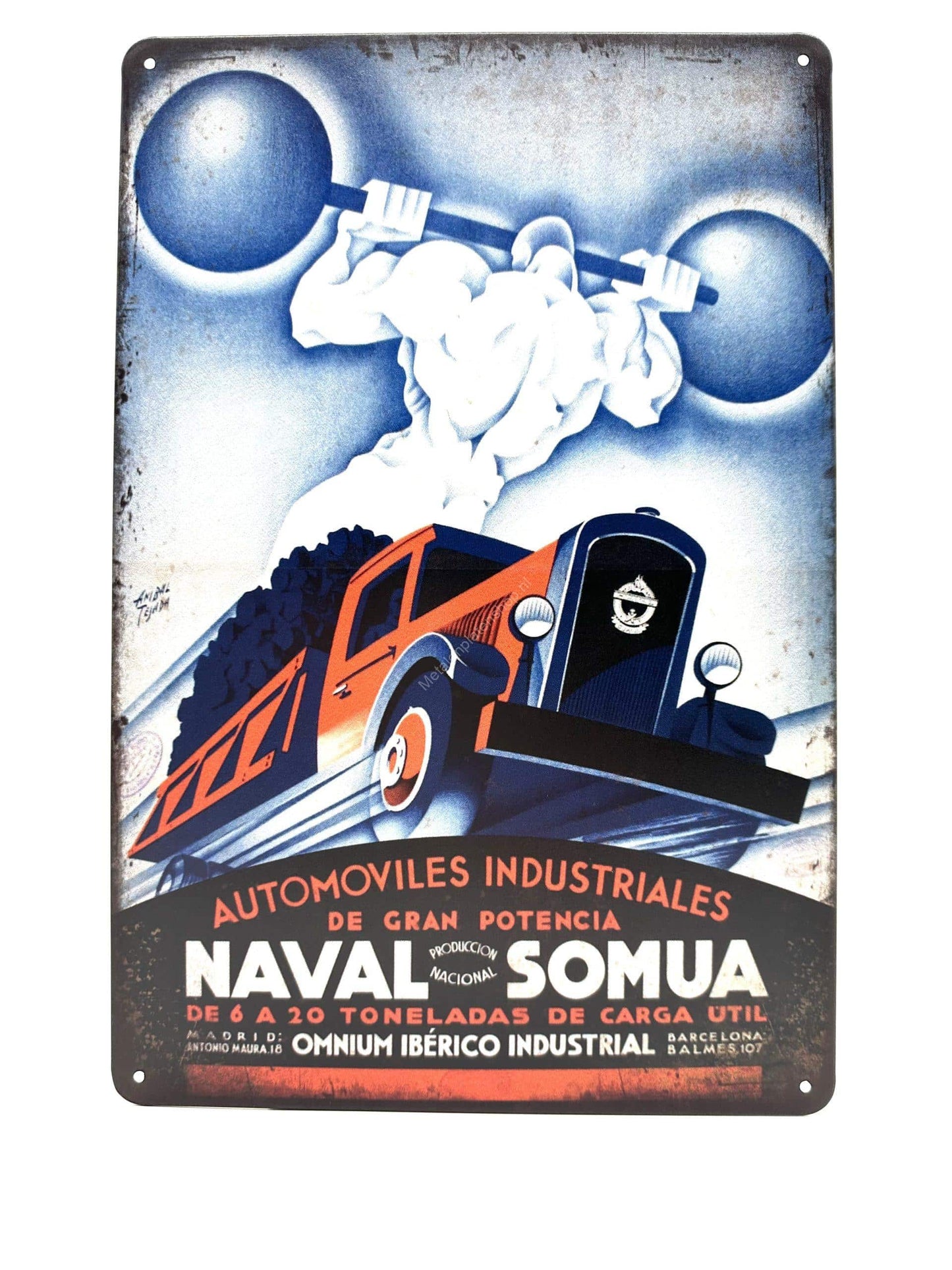 Metal Wall Sign - Automoviles Industriales - Naval Somua