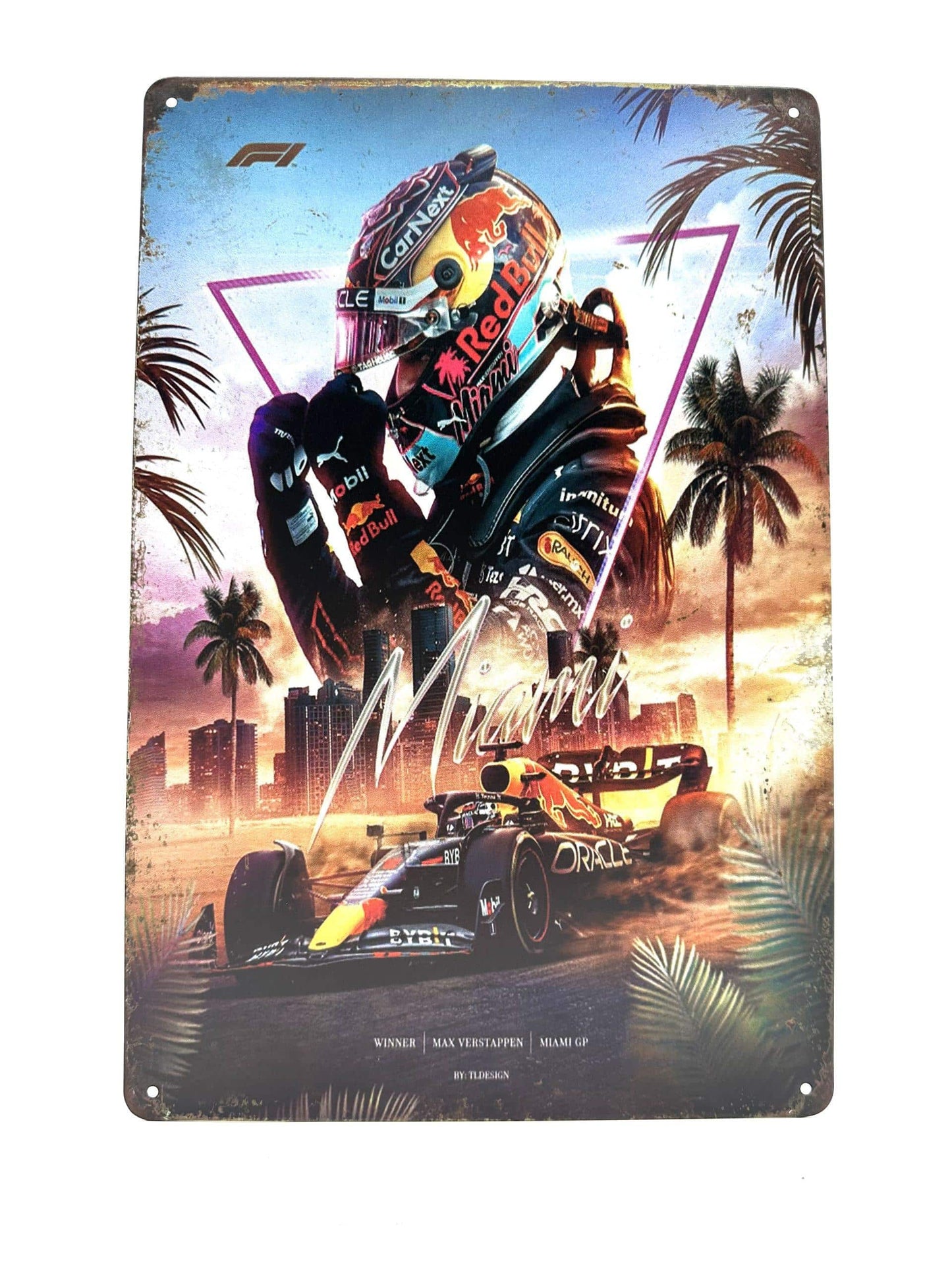 Wandschild aus Metall – Max Verstappen – Miami – Gewinner Miami GP