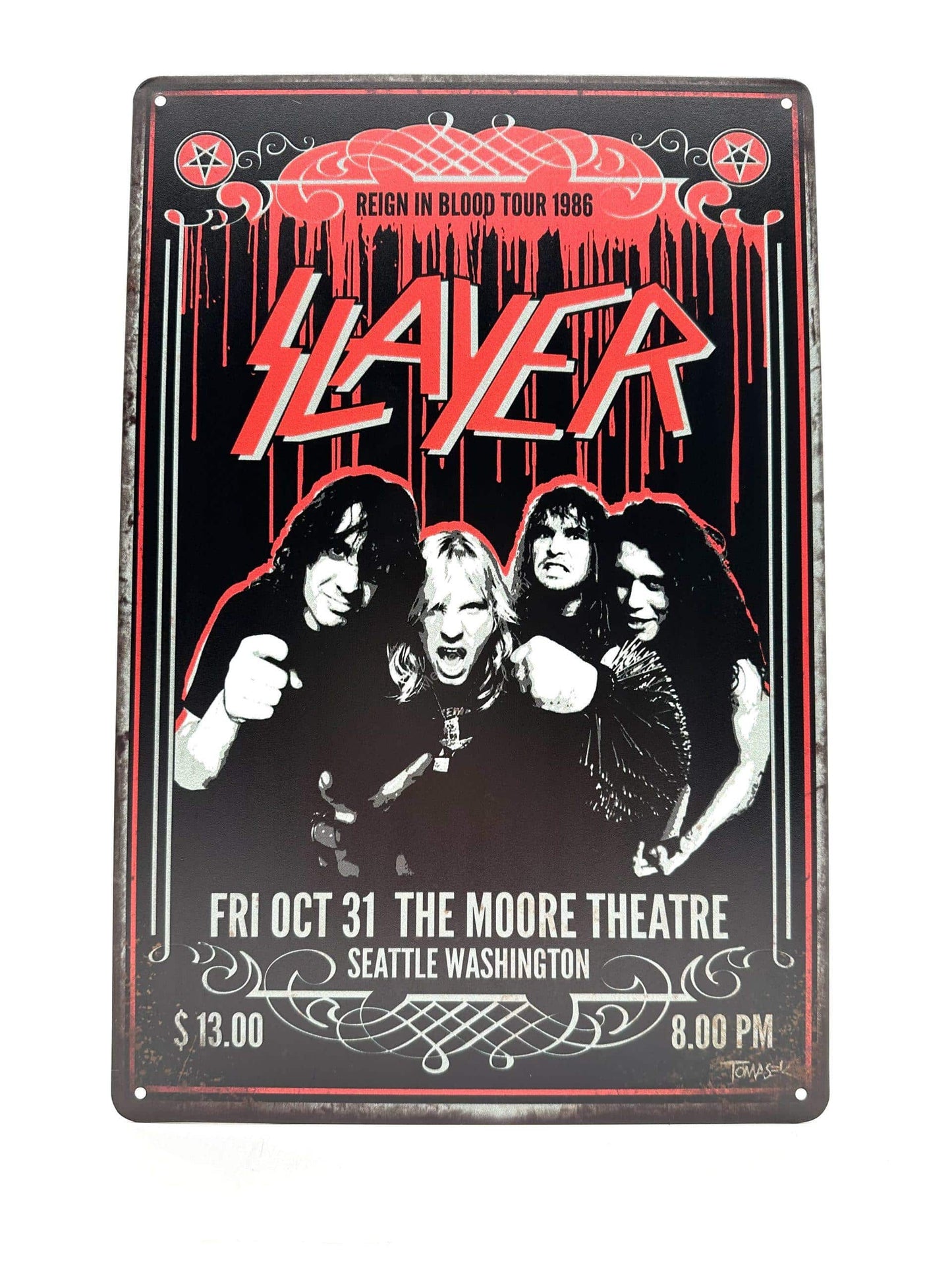 Wandschild aus Metall – Slayer Reign in Blood Tour 1986