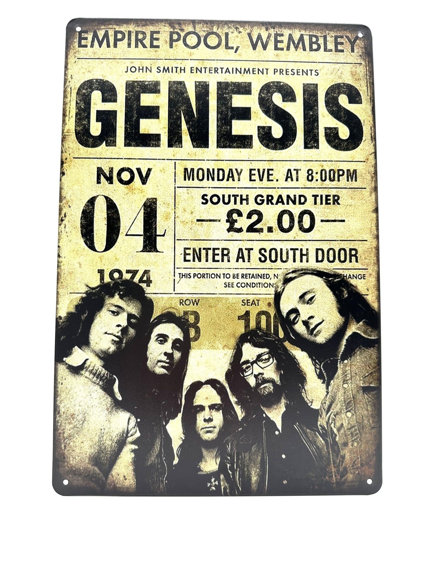 Wandschild aus Metall – Genesis 04. November 1974