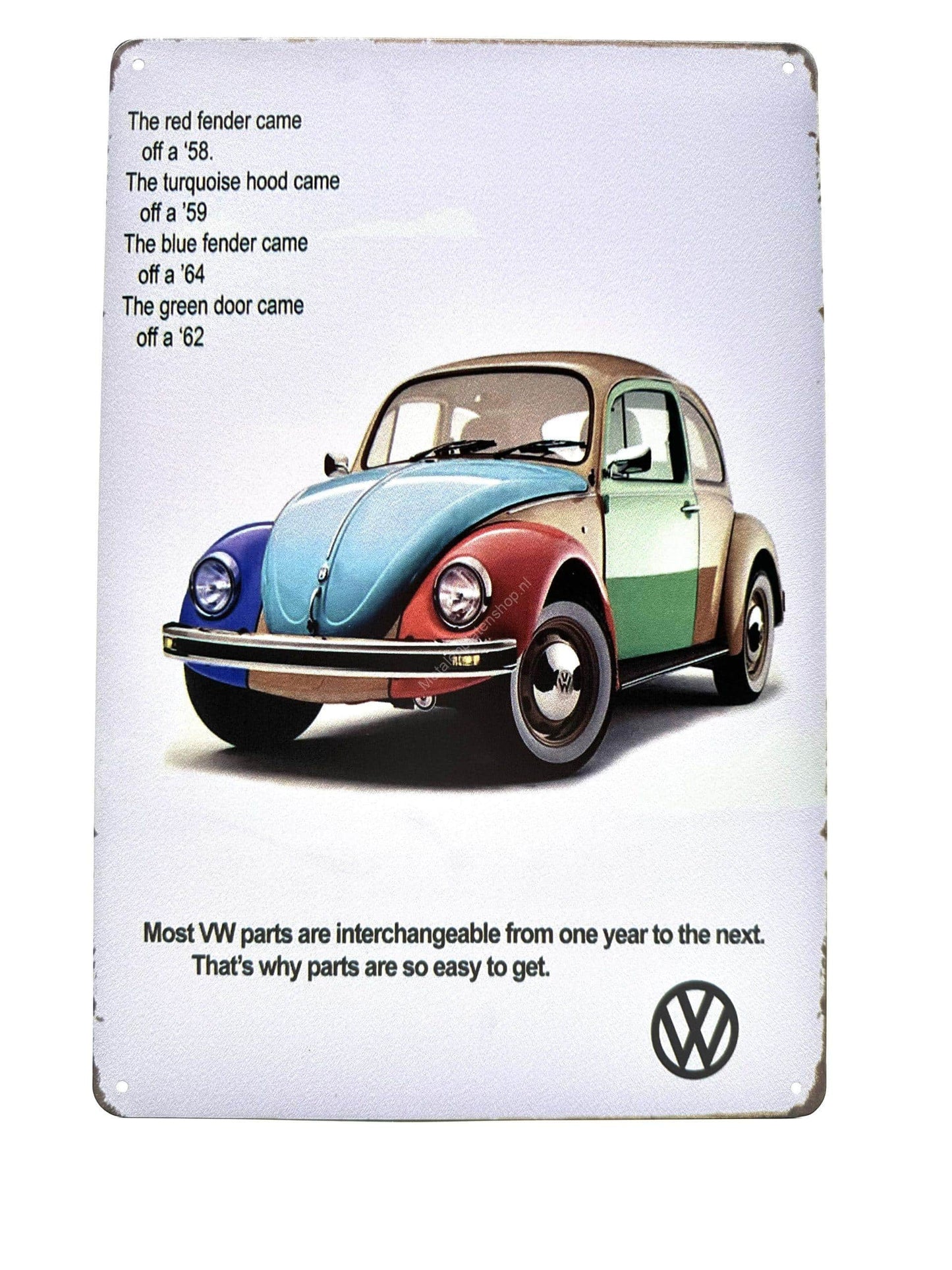 Metal Wall Sign - Colored Volkswagen