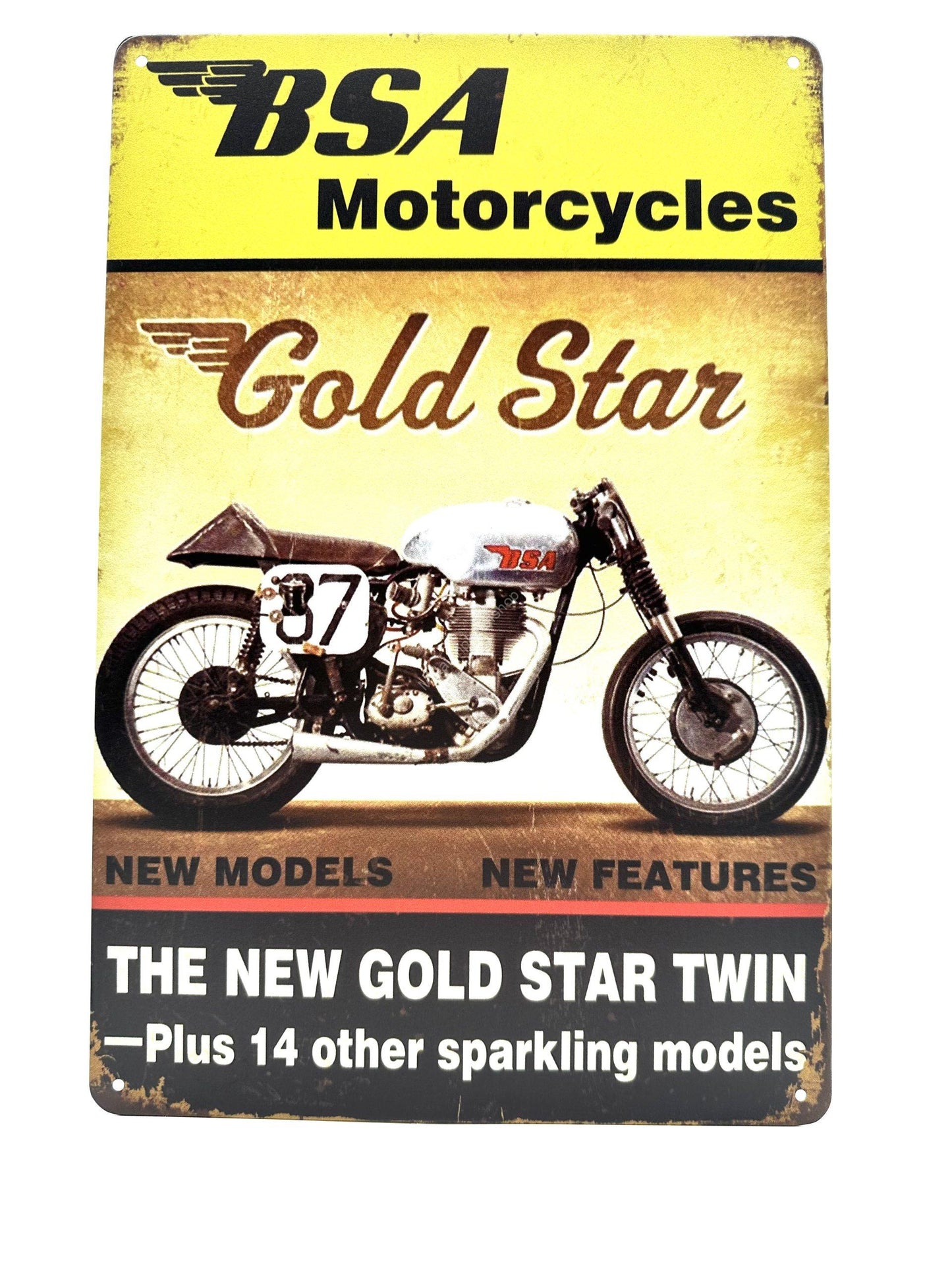 Wandschild aus Metall – BSA Motorcycles – Gold Star