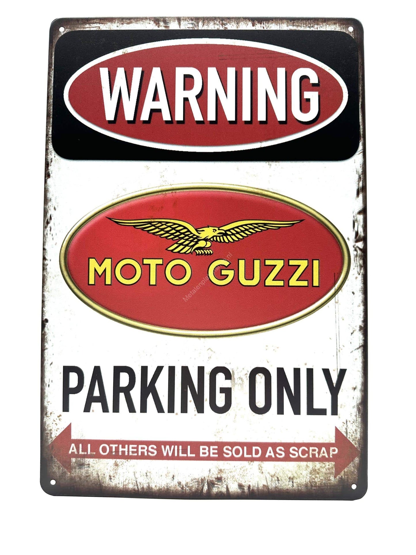 Wandschild aus Metall – Warnung – Moto Guzzi – Nur Parken