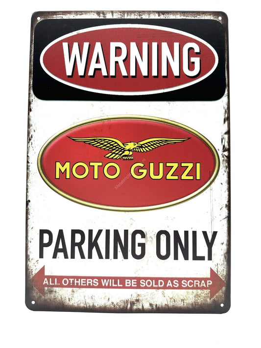 Metalen Wandbord - Warning - Moto Guzzi - Parking Only