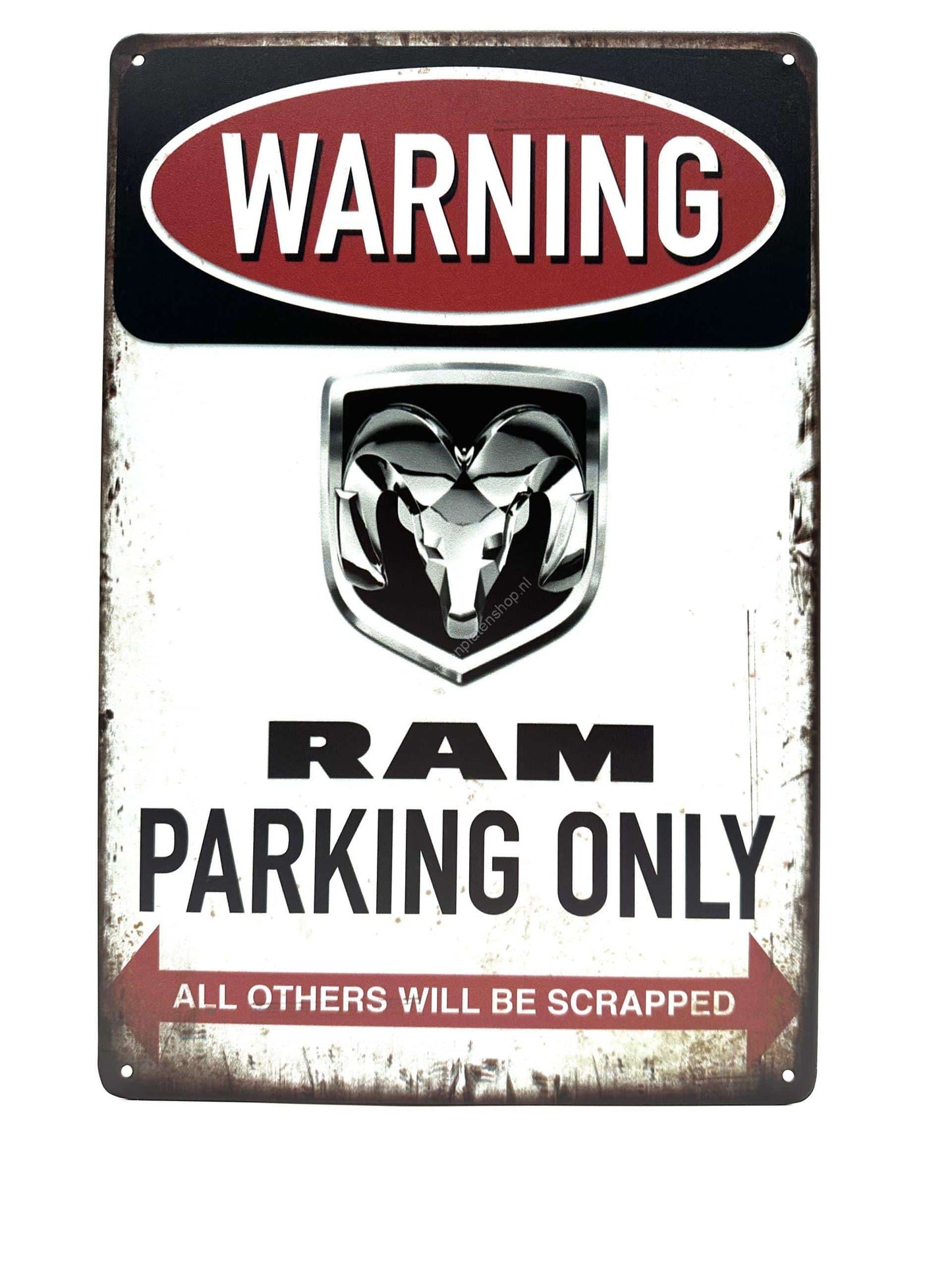 Metalen Wandbord - Warning - Dodge RAM - Parking Only