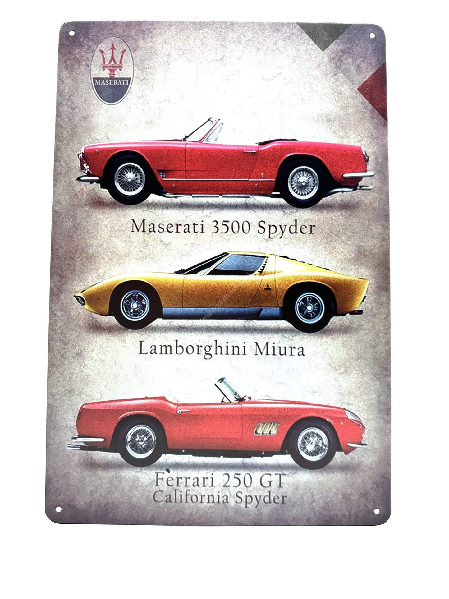 Metalen Wandbord - Lamborghini - Maserati - Ferrari