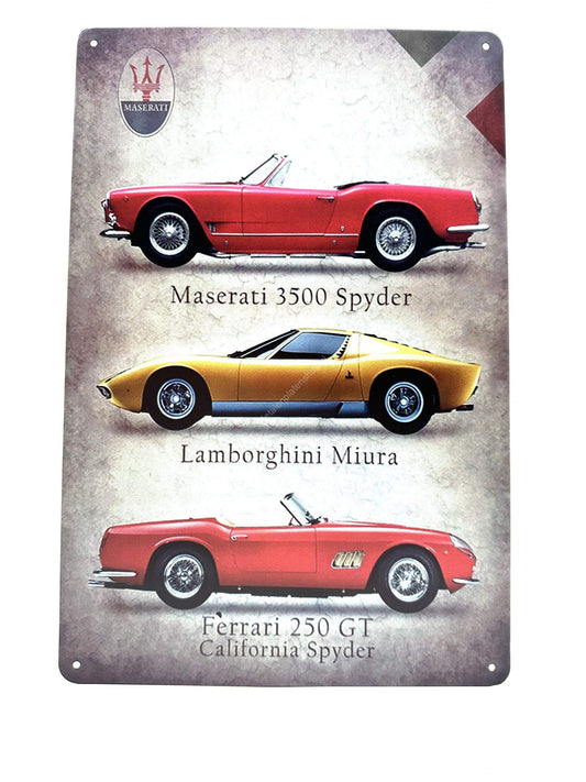 Wandschild aus Metall – Lamborghini – Maserati – Ferrari