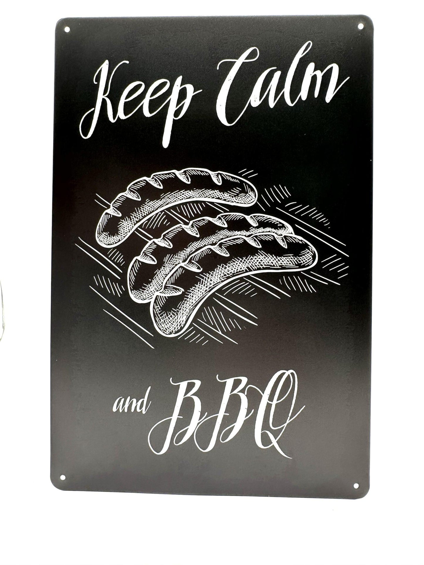 Metalen Wandbord - Keep calm and BBQ