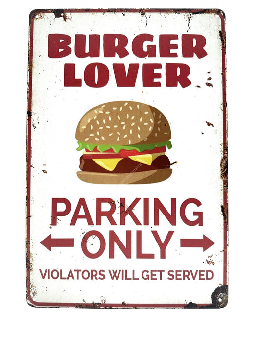 Metalen Wandbord - Burger Lover - Parking Only