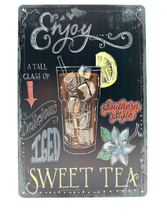 Metalen Wandbord - Enjoy a Tall Glass Of - Iced Sweet Tea