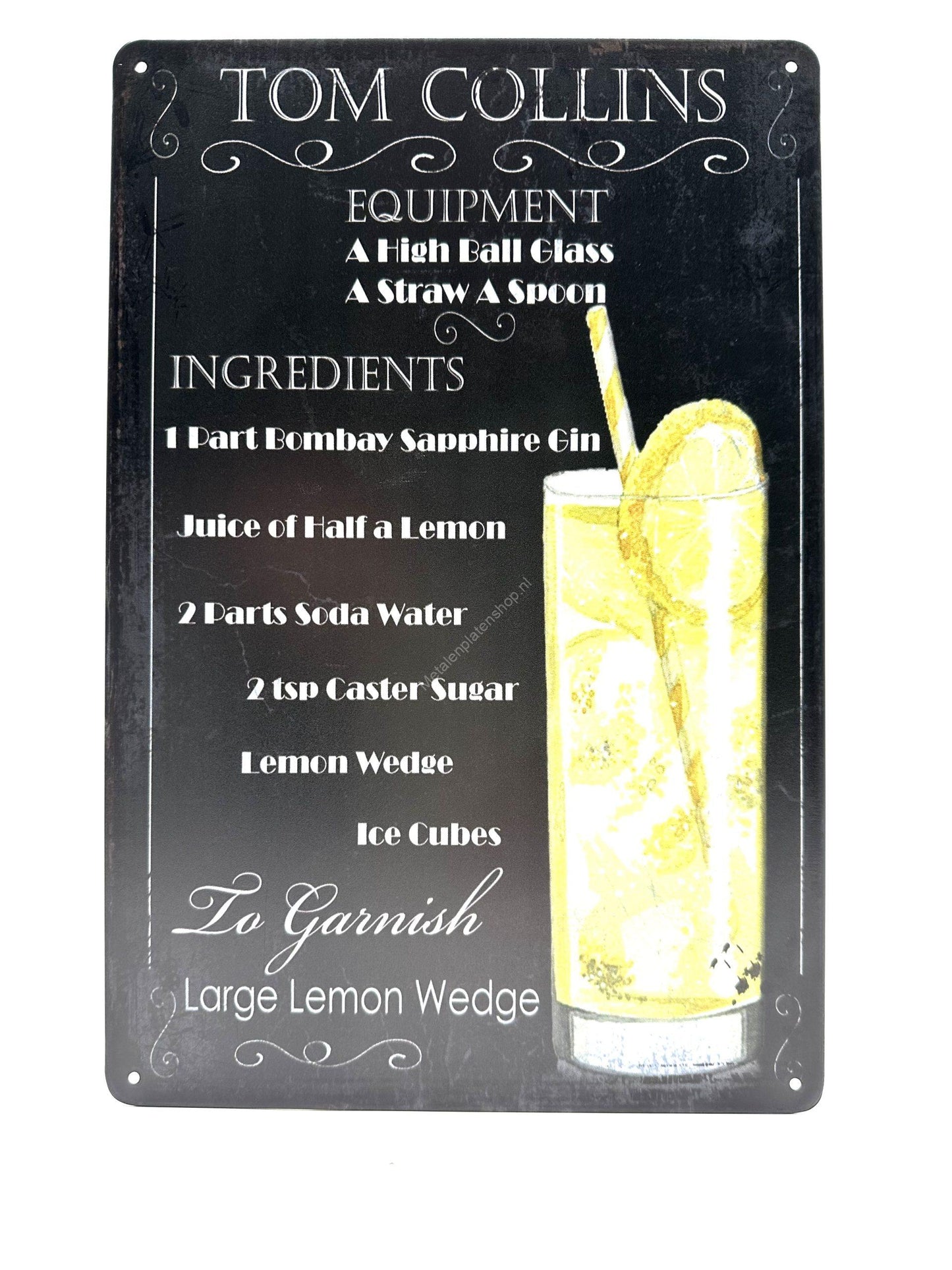 Metal Wall Sign - Tom Collins - Large Lemon Wedge