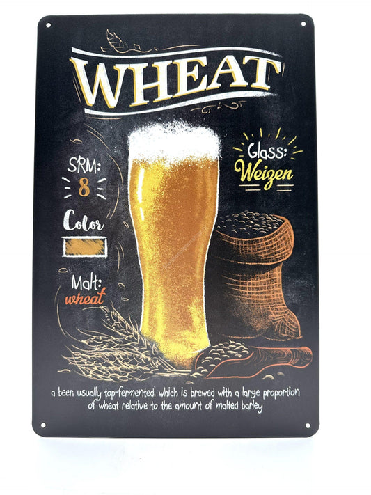 Metal Wall Sign - Chalkboard - Wheat - Beer