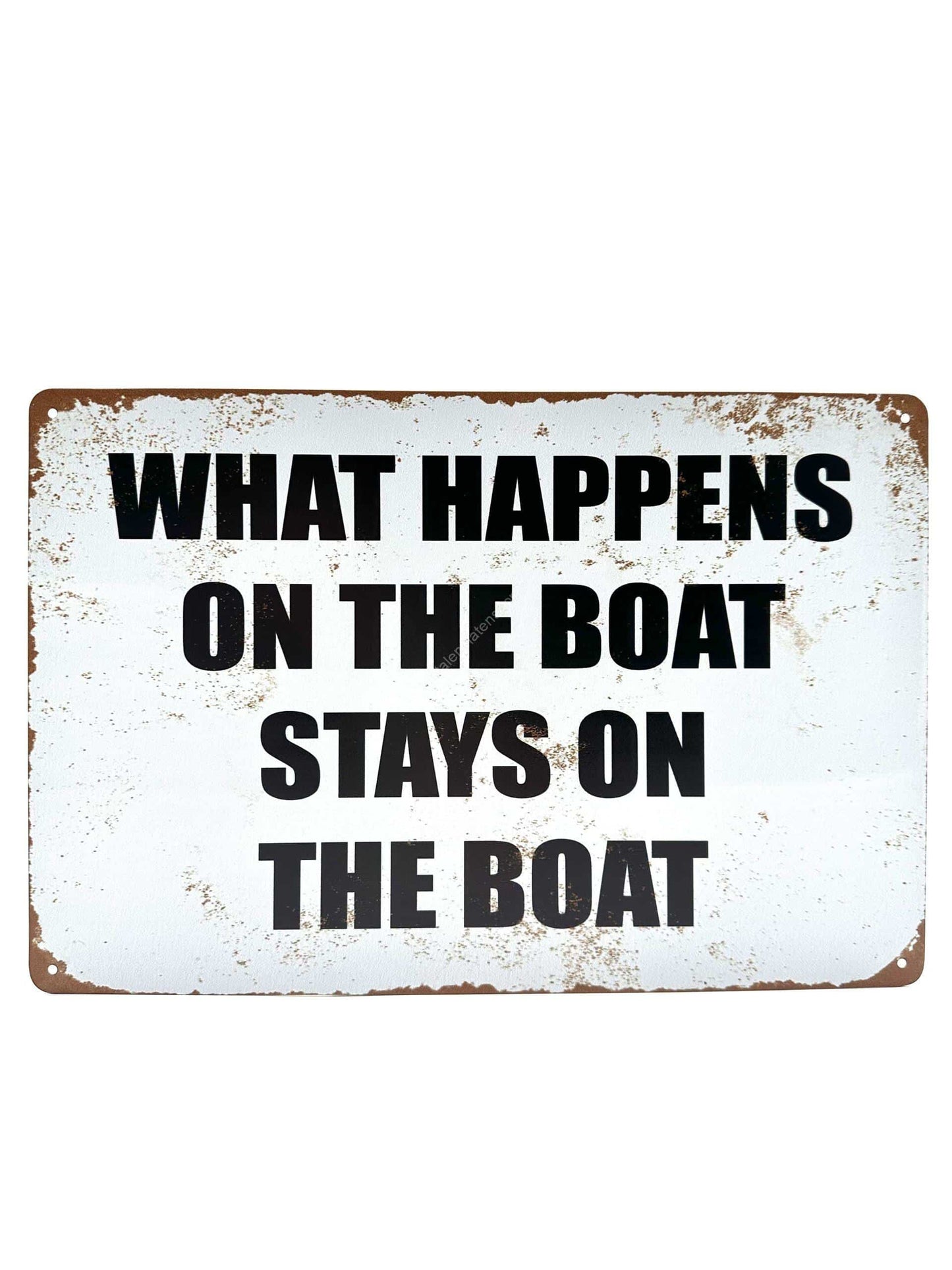 Metalen Wandbord - What happens on the boat