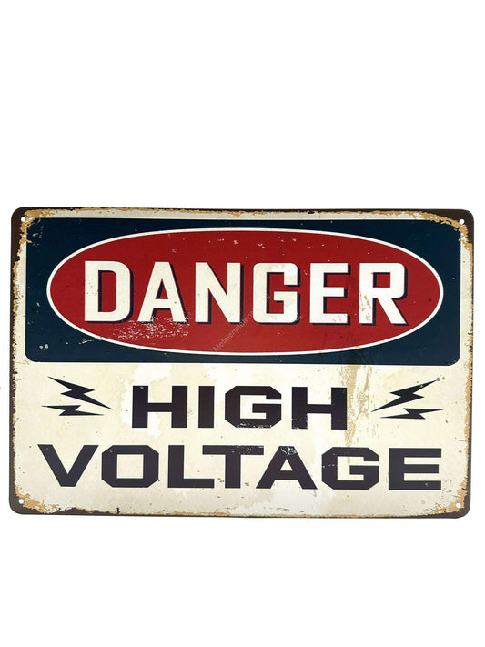 Metalen Wandbord - Danger High Voltage