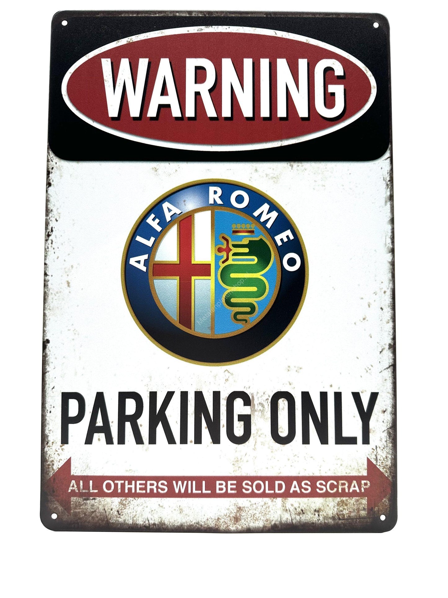 Metal Wall Sign - Warning Alfa Romeo