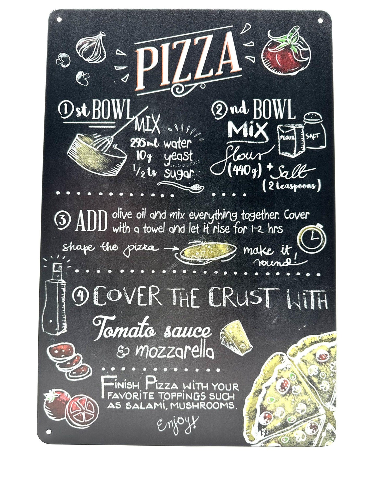 Metalen Wandbord - Pizza