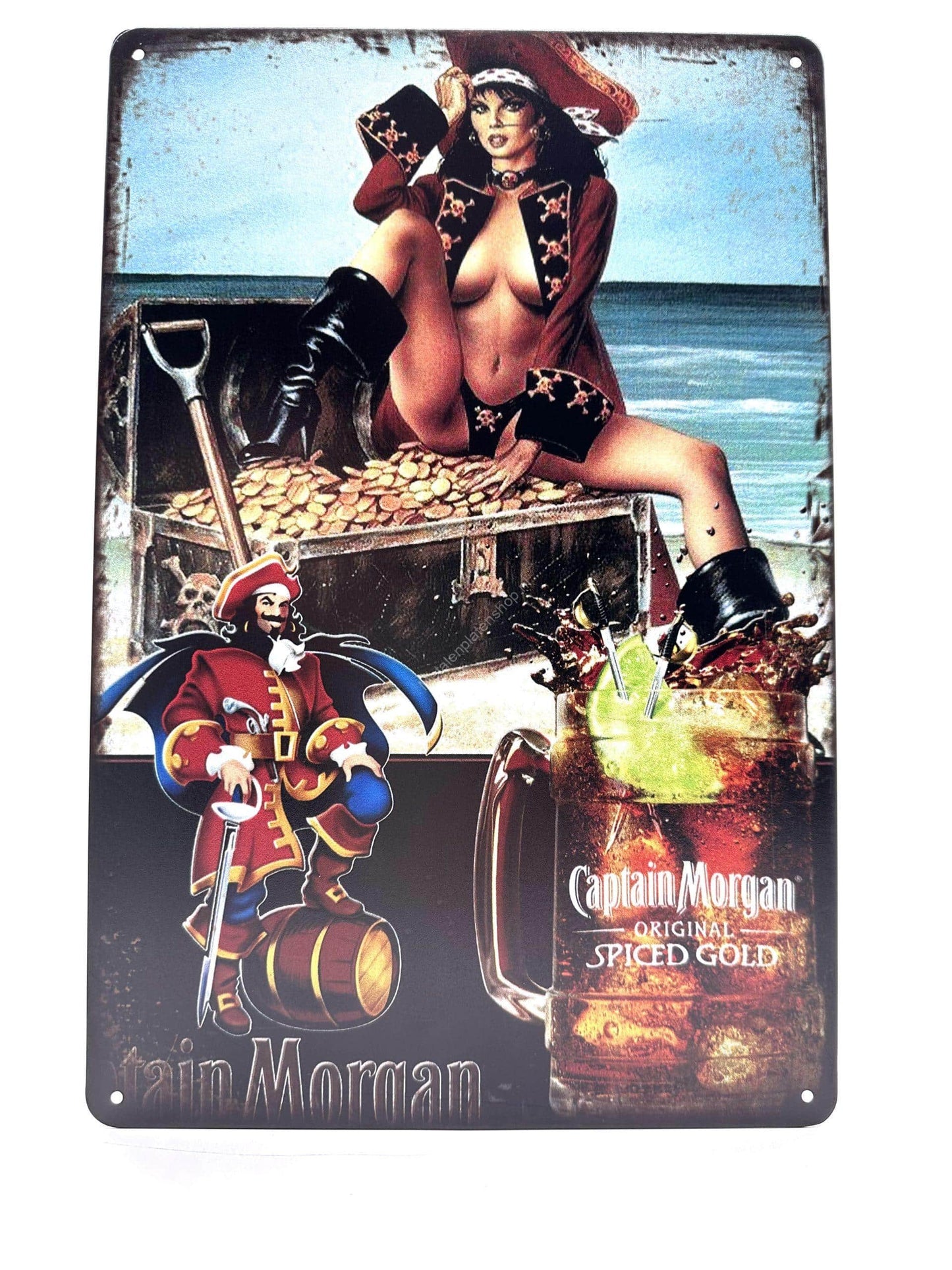 Metalen Wandbord - Captain Morgan Spiced Gold