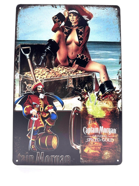 Wandschild aus Metall – Captain Morgan Spiced Gold