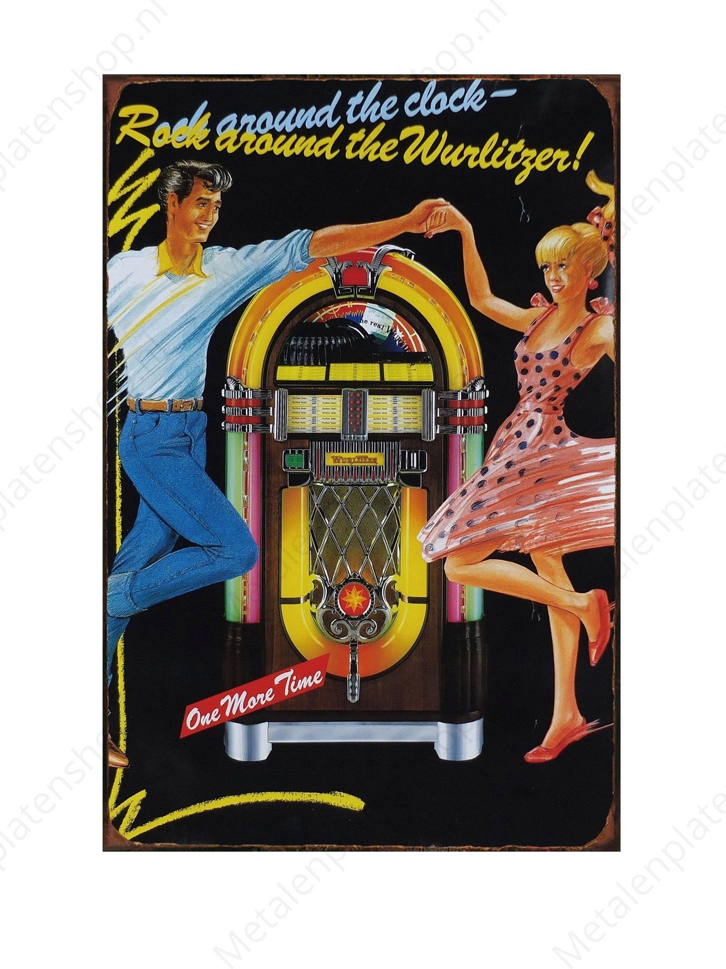 Metalen Wandbord - Rock around the clock - Rock around the Wurlitzer!