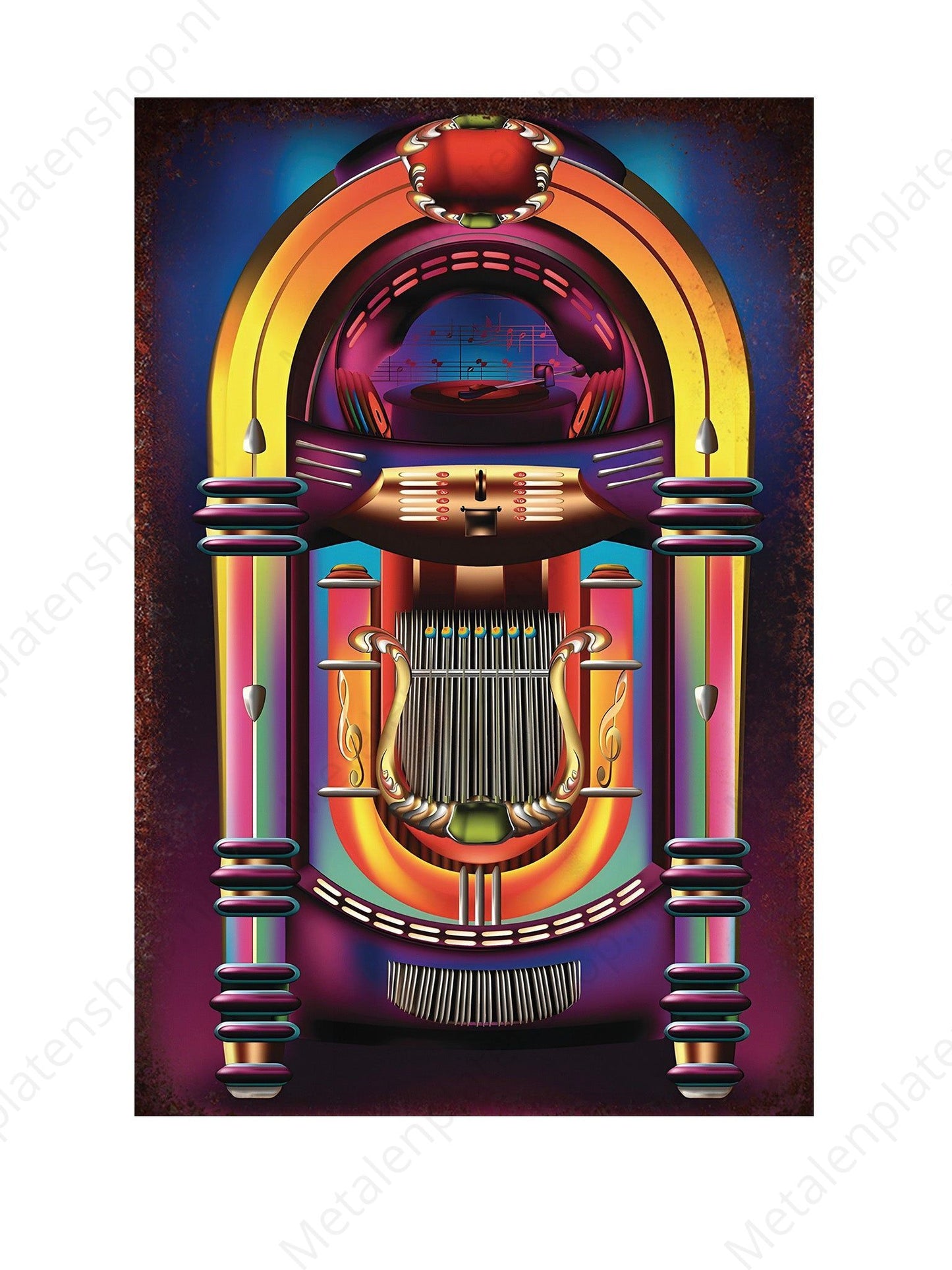 Metalen Wandbord - Jukebox - Retro