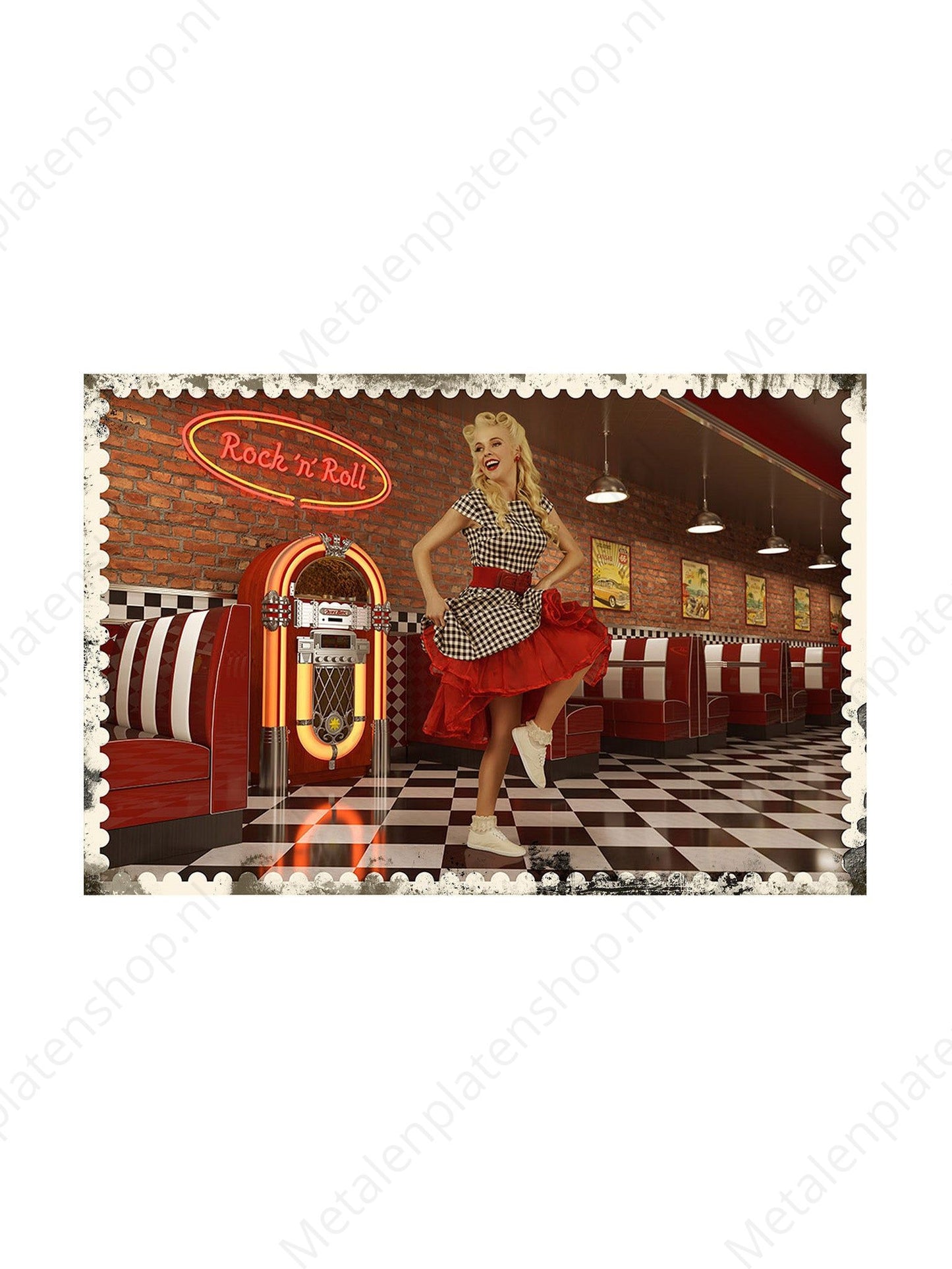 Metalen Wandbord - Retro - Pin-Up - Rock n Roll - Jukebox