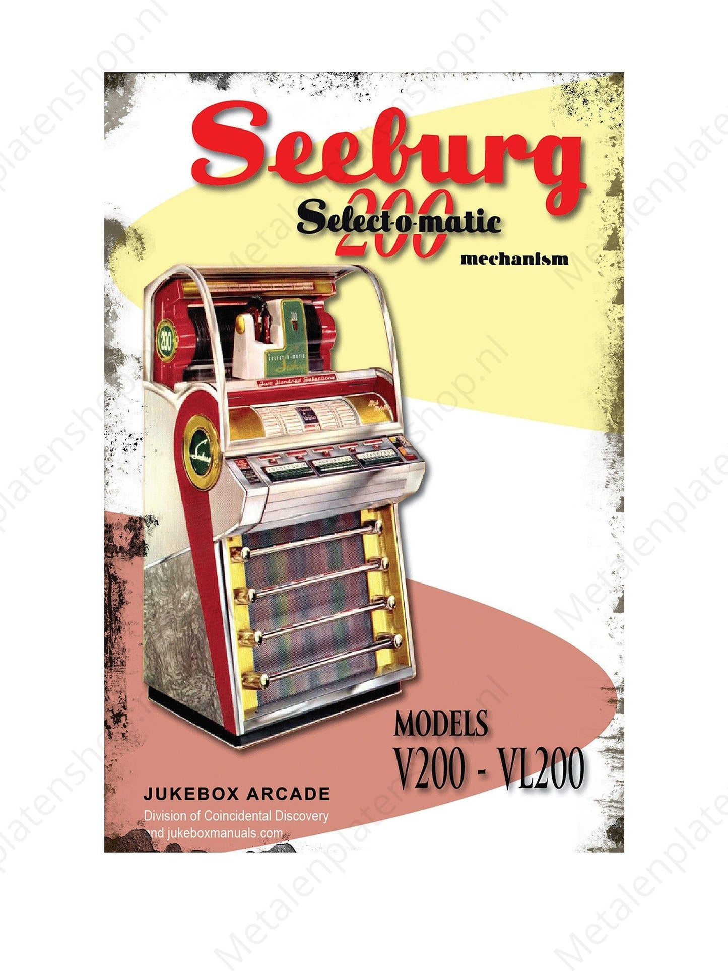 Metalen Wandbord - Seeburg 200 select-o-matic - Jukebox