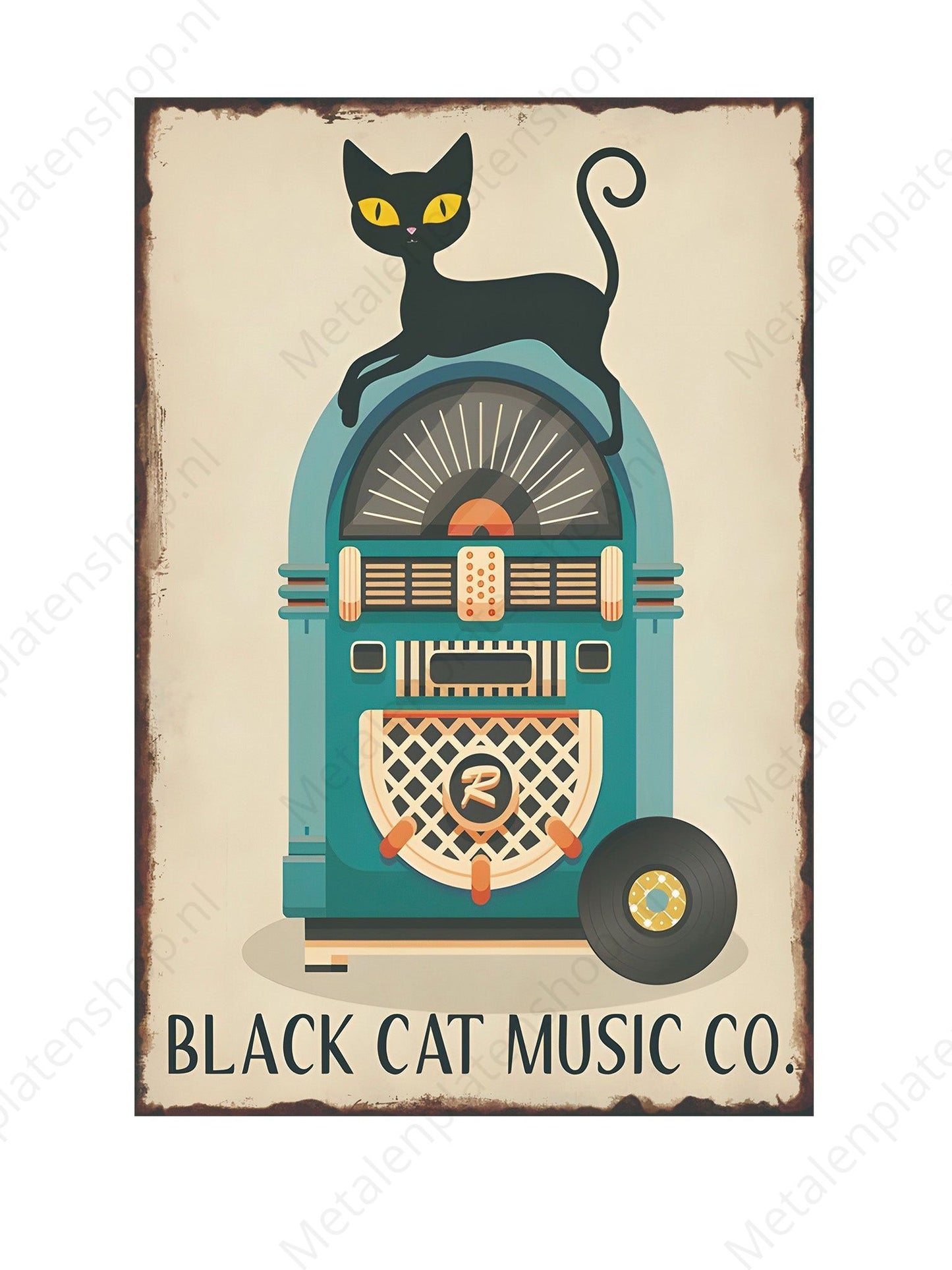 Metalen Wandbord - Black Cat Music Co.