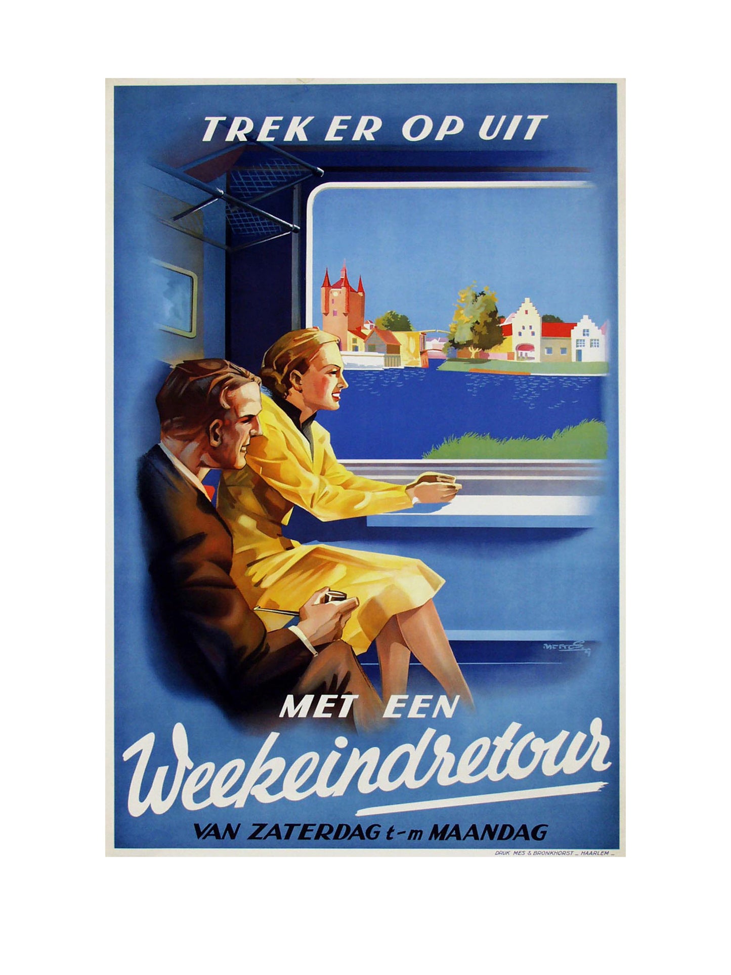 Metalen Wandbord - Trek er op uit met een weekeindretour - Nostalgisch