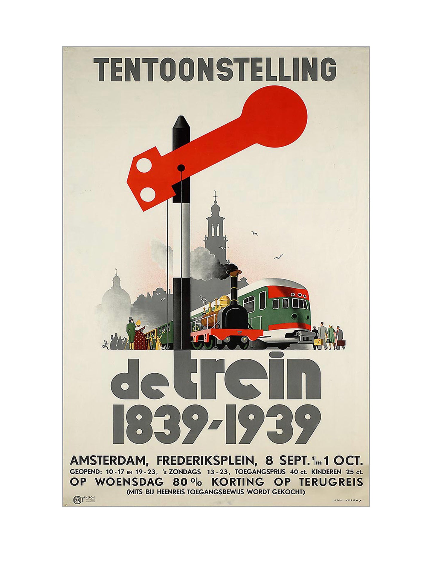 Metalen Wandbord - Tentoonstelling de trein 1839-1939 - Nostalgisch