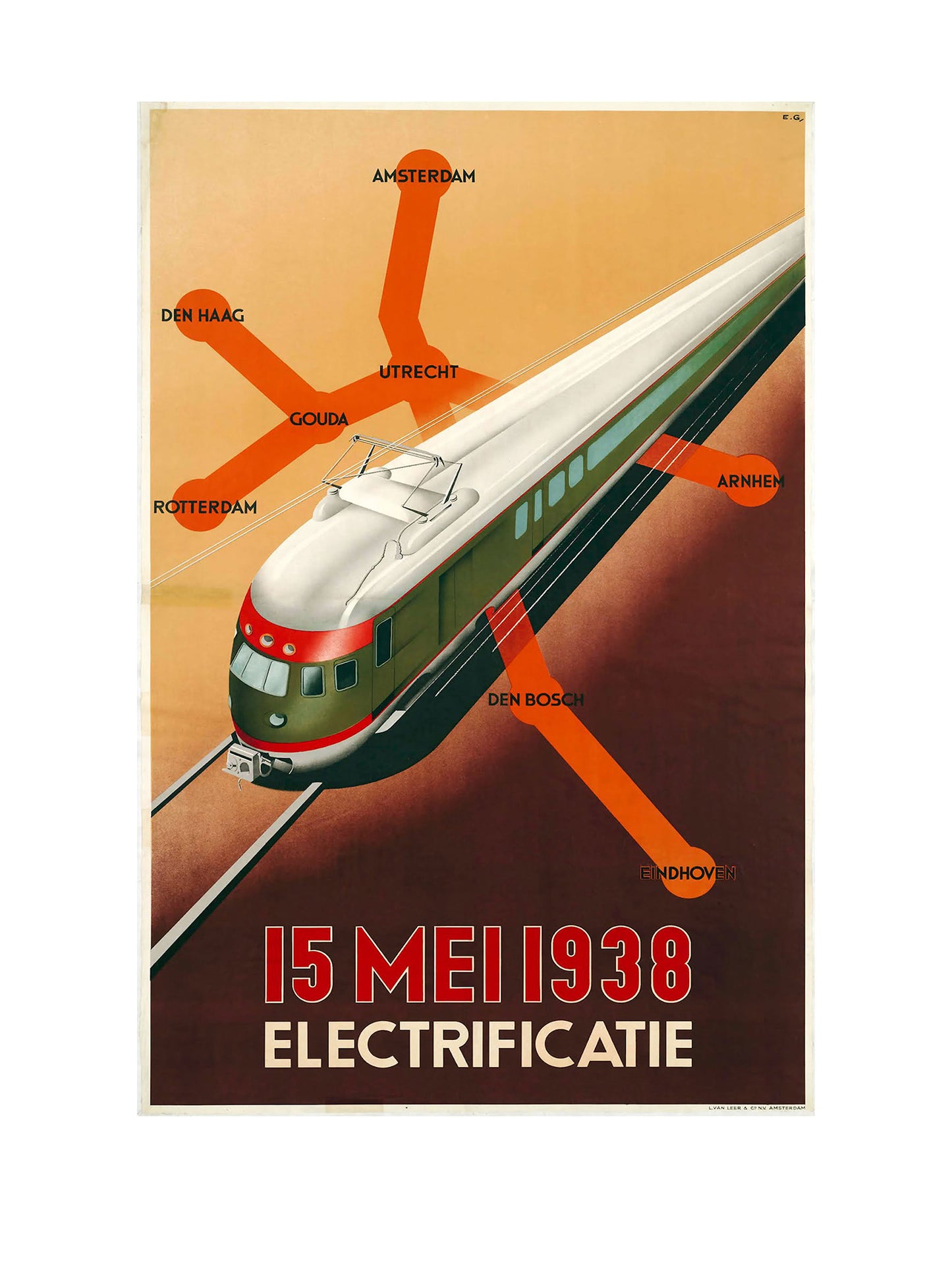 Metalen Wandbord - 15 mei 1938 - Electrificatie - NS - Nostalgisch