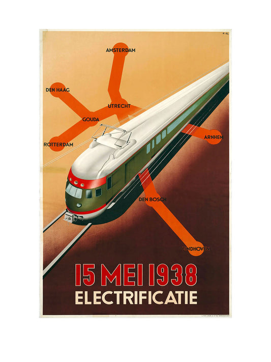 Metalen Wandbord - 15 mei 1938 - Electrificatie - NS - Nostalgisch