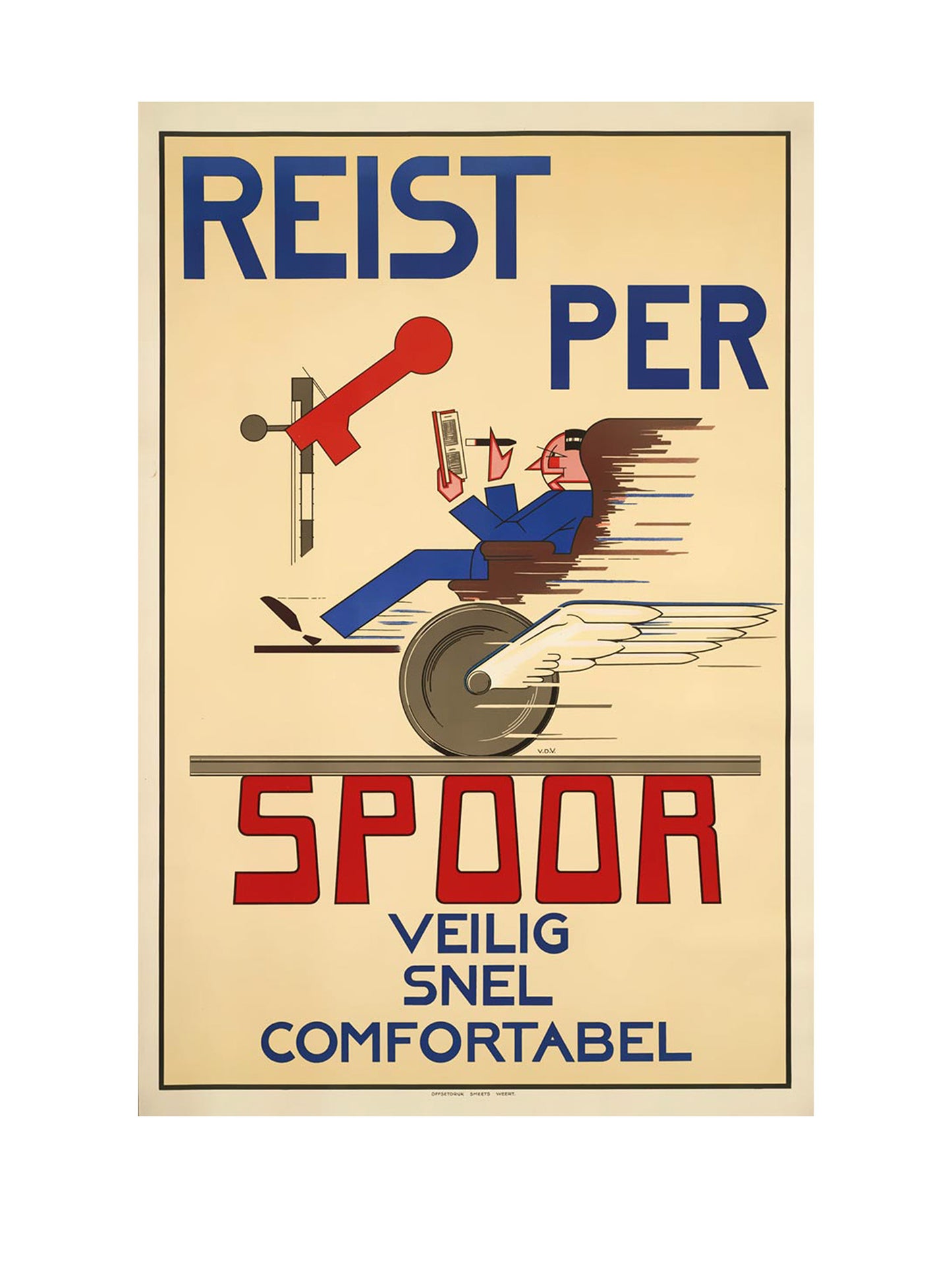 Metalen Wandbord - Reist per Spoor - Veilig snel comfortabel - Nostalgisch