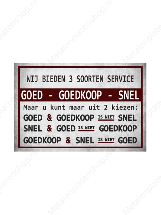 Metalen Wandbord - 3 Soorten service