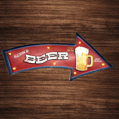 Metal Light Sign - Beer - LED lighting