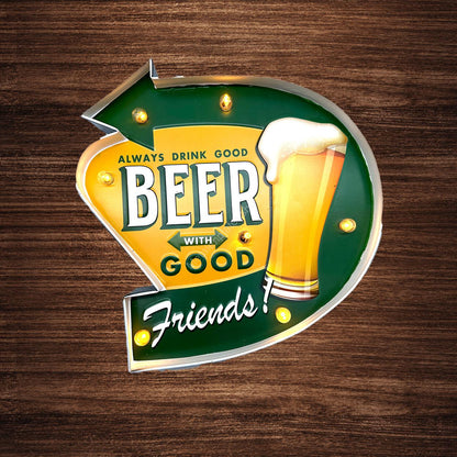 Metal Light Sign - Beer is good - LED lighting