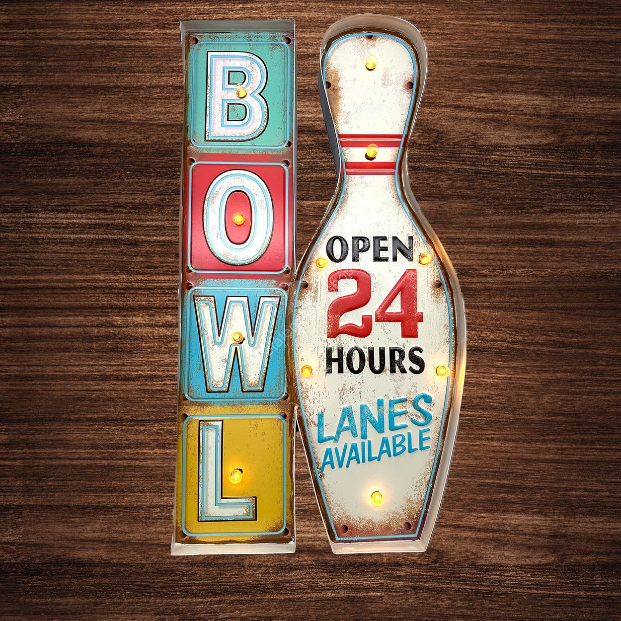 Metal Light Sign - Bowling - LED lighting